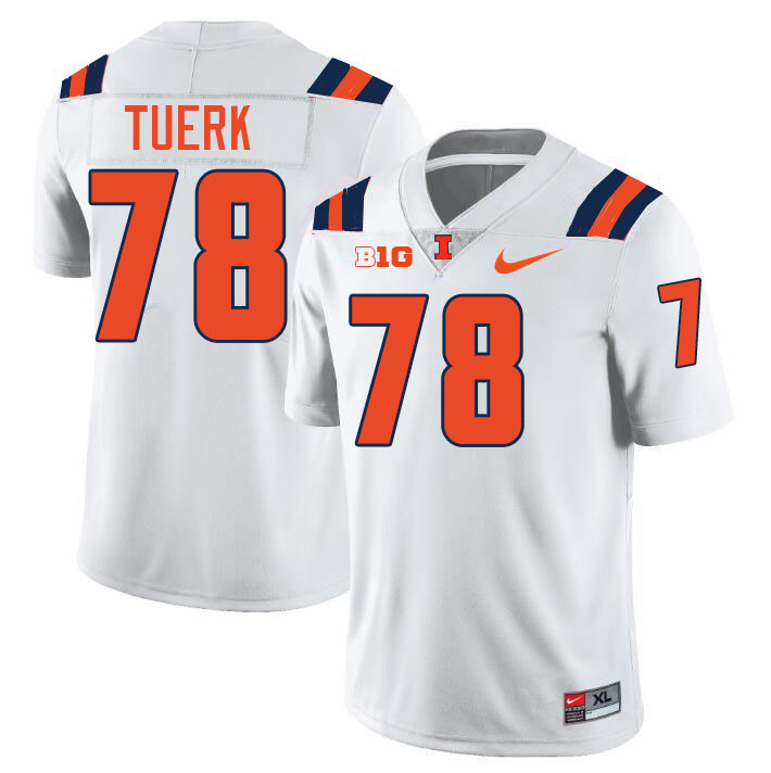 Men #78 Eddie Tuerk Illinois Fighting Illini College Football Jerseys Stitched-White